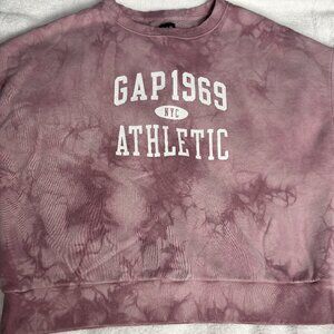 GAP 1969 Athletic Tie-Dye Sweatshirt | Mauve Pink | Cozy Crewneck